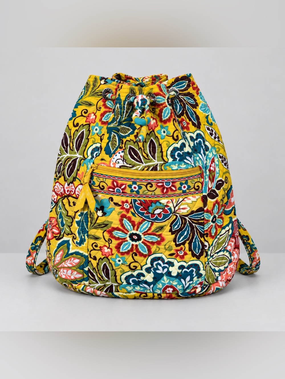 Vera Bradley Provencal Drawstring Backpack Yellow Quilted Retired Bohemian